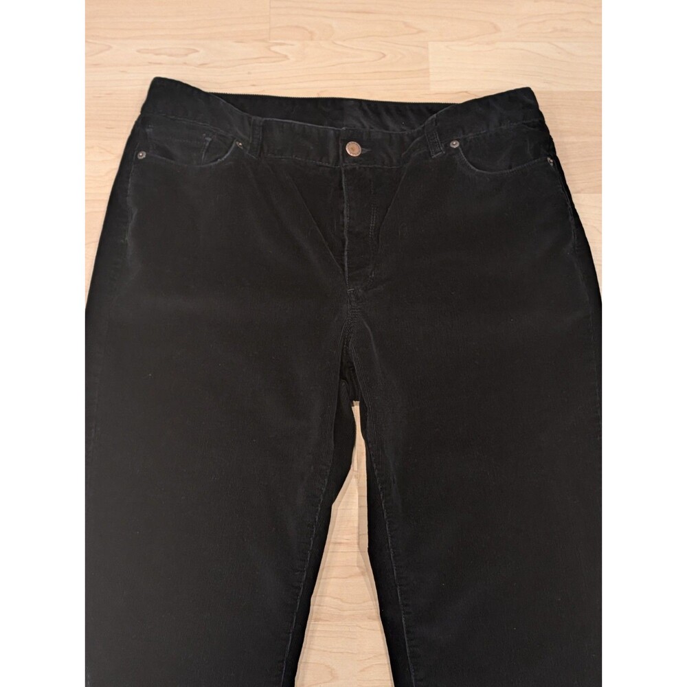 LL Bean Favorite Fit Corduroy Pants Womens 14 MT Black Straight Leg Mid Rise